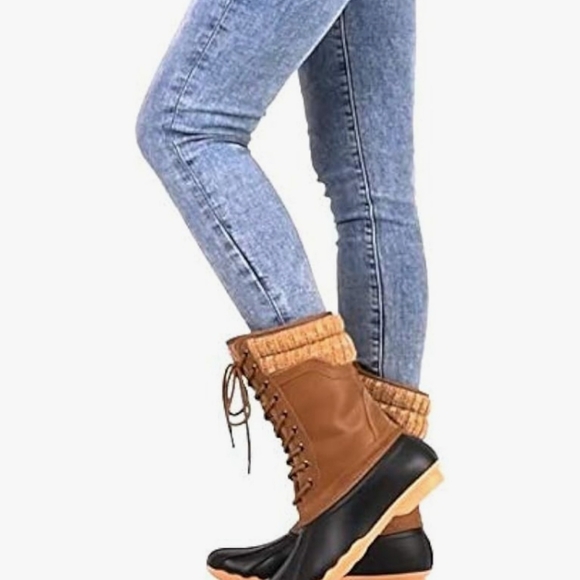 Women's SHO Beautiful Waterproof Duck Boots Rubber Two Tone Mix  Winter Rain... - Picture 6 of 7